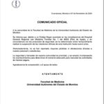 Comunicado de la Facultad de Medicina de la UAEM